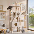 Catlike Rock-Solid 76" Tall Cat Tree Tower for Indoor Cats Large Adult, Heavy Duty Multi-Level Large Cat Tree with Sisal Scratching Posts, Perches, Cat Condos, Hammock Baskets, Cat Tower Natural Beige