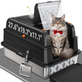Catlike XXXL Stainless Steel Cat Litter Box - 3-Layer Urine Leak-Proof, Enclosed Design w/Charcoal Filter for Maine Coon & Multi-Cat Homes, Includes Metal Scoop & Extra Large Mat (2026 Upgrade)